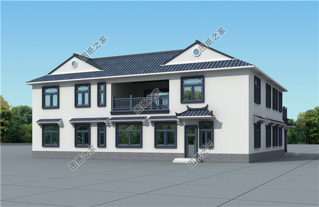 中式传统二层四合院独立住宅别墅设计图,典雅大气