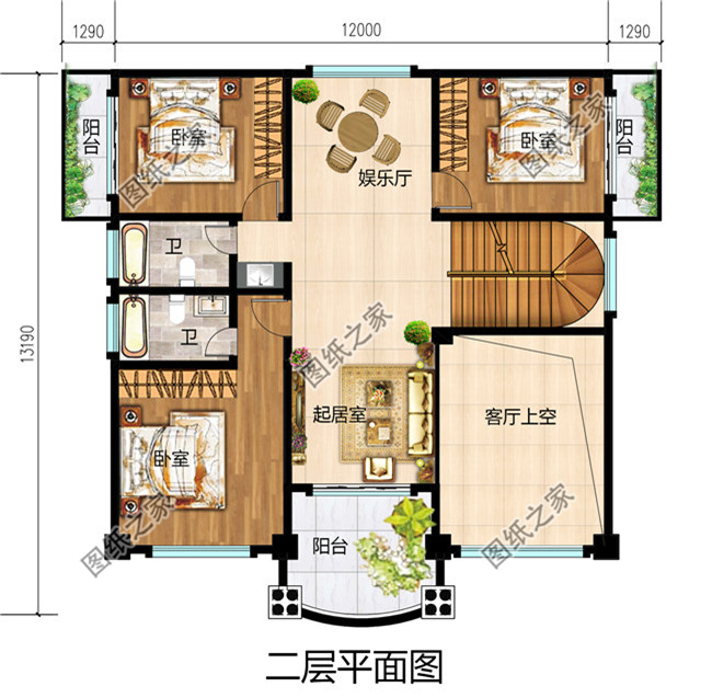 2019新款农村四层别墅设计图纸户型图,带挑空客厅