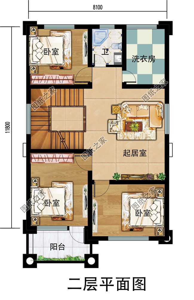 小开间精选方案_三层别墅设计图_图纸之家