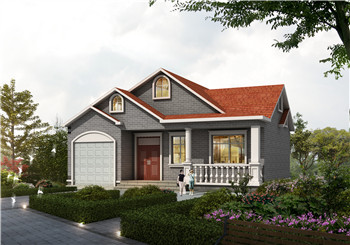 80平方米乡村一层半带阁楼自建别墅设计图,带车库