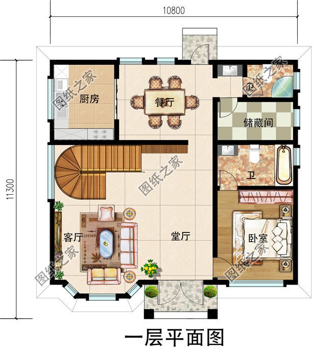 农村二层半房子设计图 ,占地110平米,一套很有艺术感的一套房子