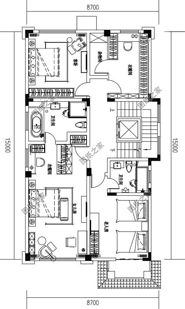进深15米新农村三层房屋设计图纸,农村住宅设计图集