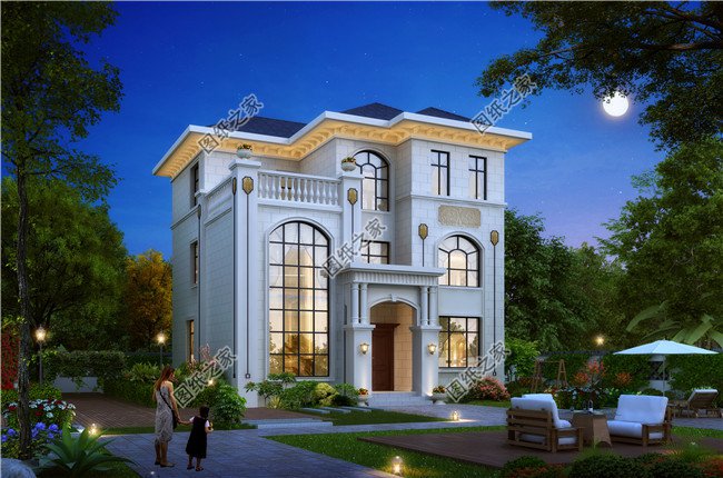 125平方米农村三层别墅建筑图纸带效果图,12x11米