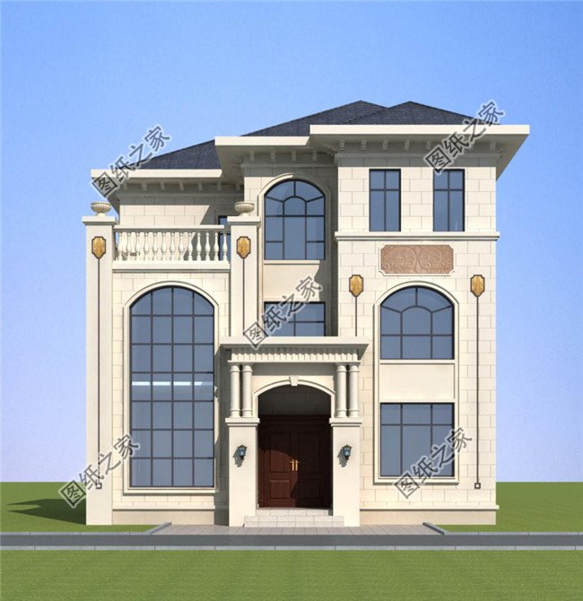 125平方米农村三层别墅建筑图纸带效果图,12x11米