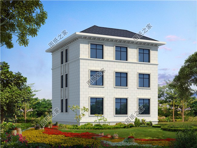 125平方米农村三层别墅建筑图纸带效果图,12x11米