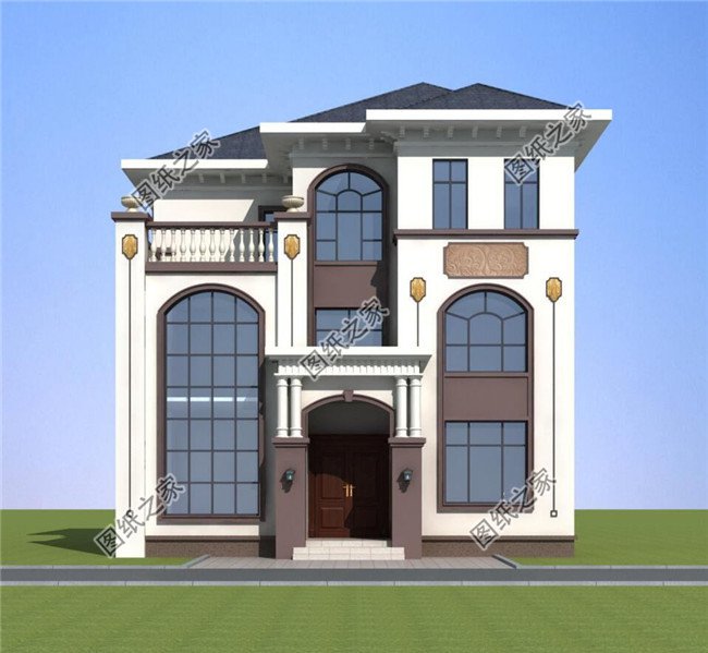 125平方米农村三层别墅建筑图纸带效果图,12x11米