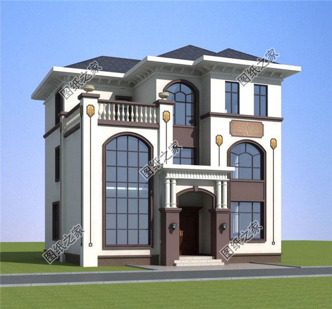 125平方米农村三层别墅建筑图纸带效果图,12x11米