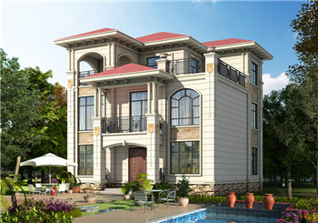 欧式新农村三层复式楼自建房别墅图纸,旋转楼梯设计