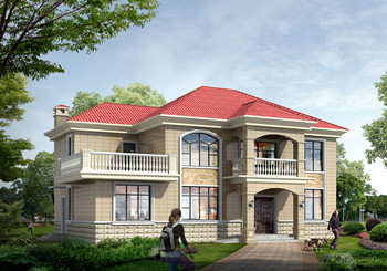 独栋两层四开间房子施工设计图纸及效果图片,大气时尚