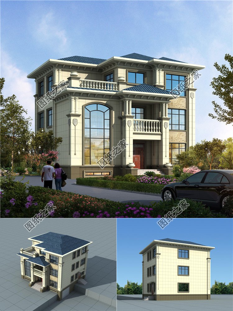 三层带地下室+旋转楼梯别墅设计图