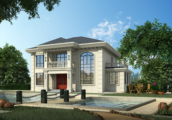 旋转楼梯挑空独栋二层简欧小别墅设计图,大气时尚