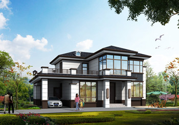 带车位的乡村二层别墅建筑结构设计图,全套施工图140平