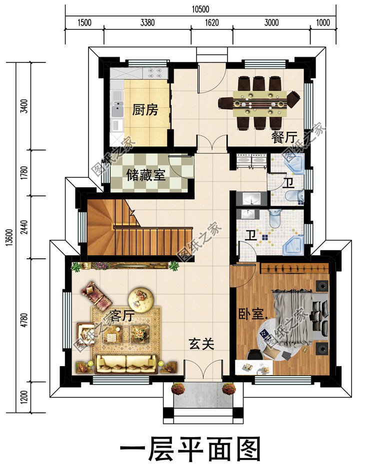 115平方米农村三层别墅设计图,预算30万左右