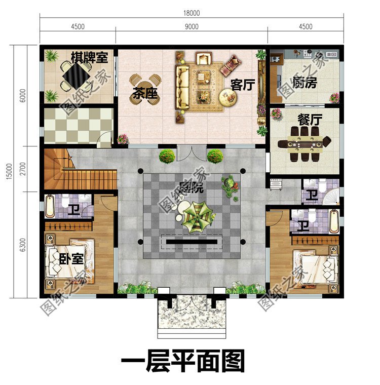 18X15米三层四合院别墅