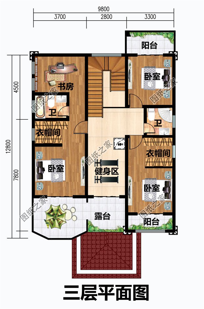 三层楼房设计图农村简单大气，家里人多的，可以这样盖_盖房知识_图纸之家