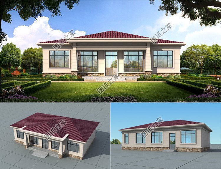 农村建房设计效果图一层,整体造型错落有致,不落俗套_盖房知识_图纸之家