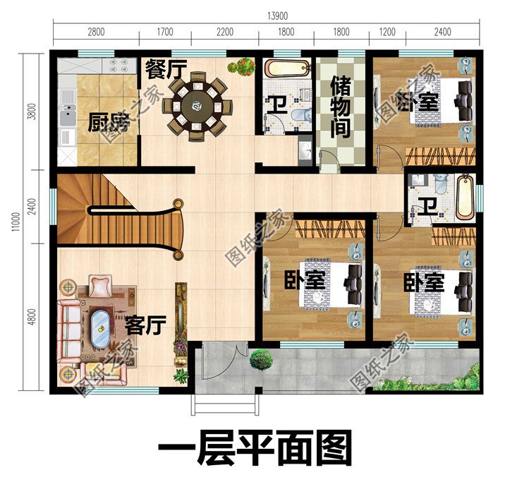一层半复式带阁楼别墅设计图含外观图片