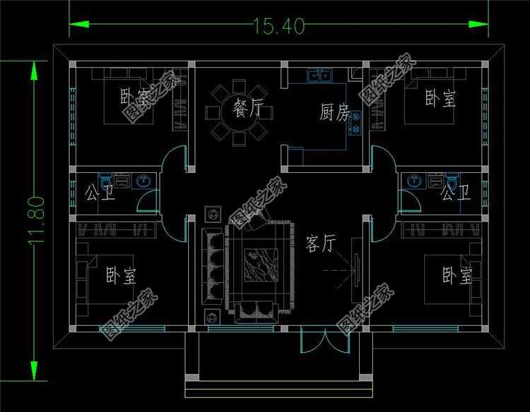 造价15万经济美观一层农村别墅设计图,占地150平米