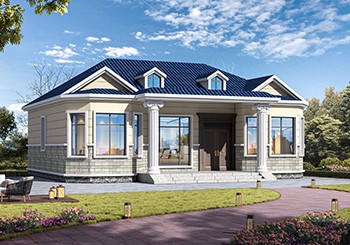 对称一层农村养老别墅设计方案,室内户型布局合理,14x12米