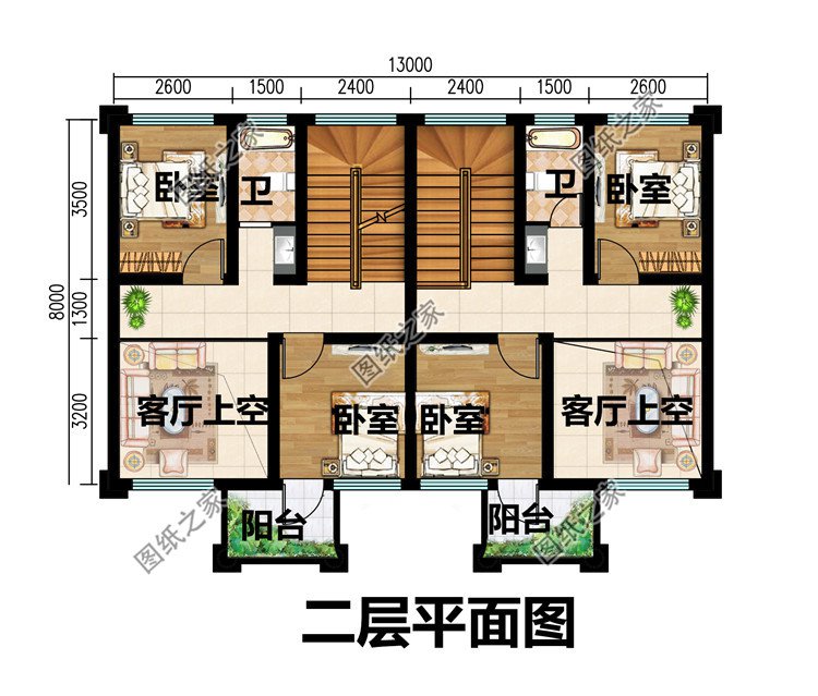 简单大气农村兄弟三层双拼别墅