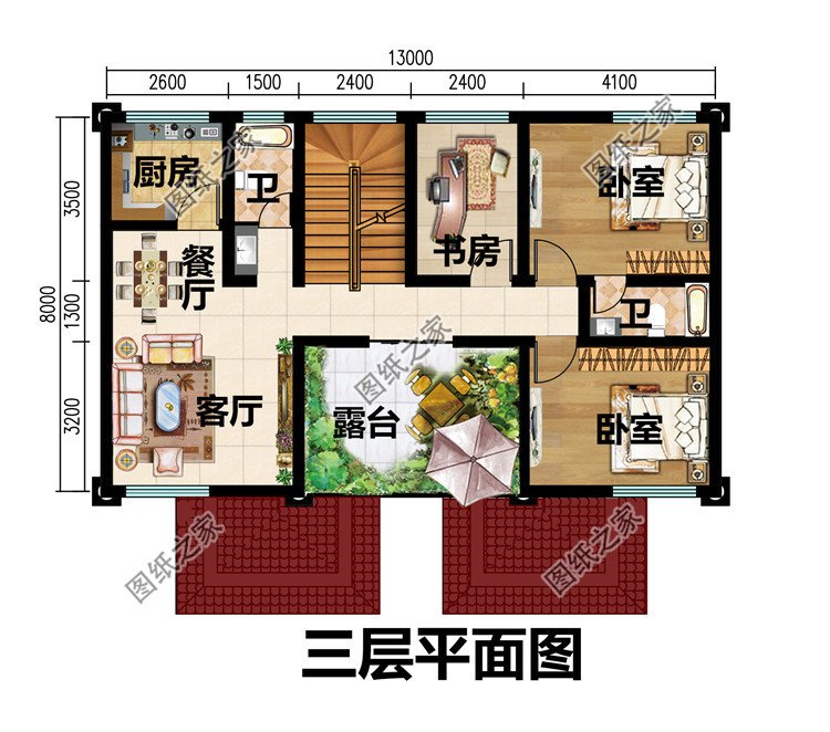 简单大气农村兄弟三层双拼别墅