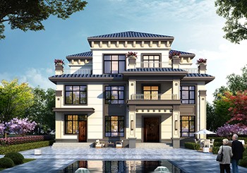 农村四间三层豪华别墅设计方案图,造型轻奢雅致