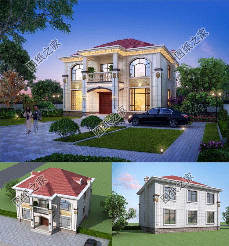 12x12米二层欧式别墅设计图效果图