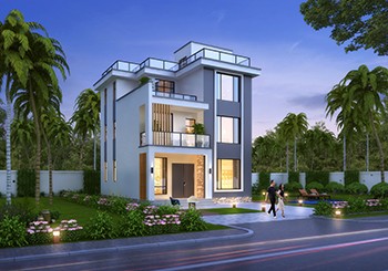 小占地三层现代时尚风别墅设计图,平屋顶占地不足100平