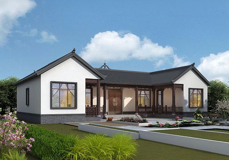 自建一层三合院别墅图,雅致乡村居造价经济,南北通透更宜居!