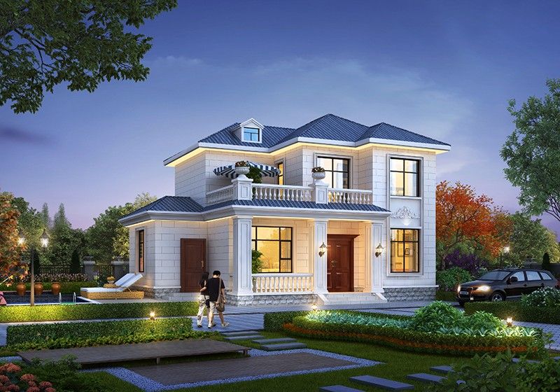 农村建房二楼设计图,占地百平带配房设计,颜值高布局好