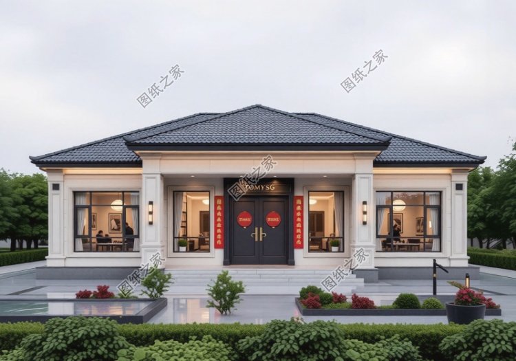 一层农村自建房设计,背面不开窗,15乘10米,内部布局实用